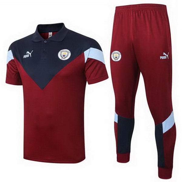 Polo Manchester City Conjunto Completo 2020-2021 Borgona